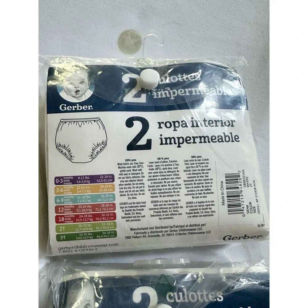2 New Gerber Waterproof Pants 2T (28-32 Lbs) 3T 32-35 lbs White Toddler & Dappi